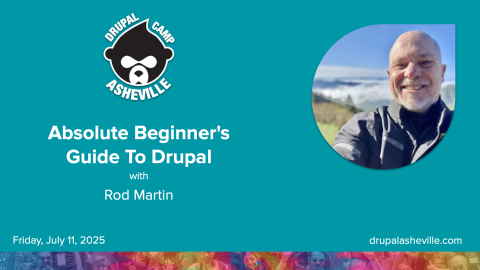 Absolute Beginner's Guide To Drupal training media card with Rod Martin's headshot