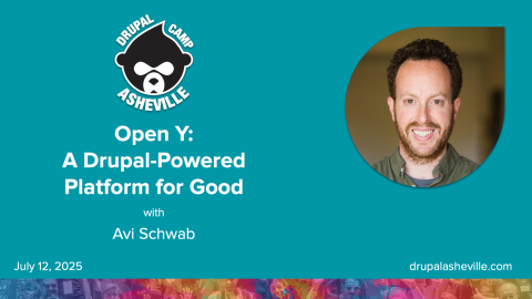 Open Y: A Drupal-Powered Platform for Good session slide with Avi Schwab's headshot