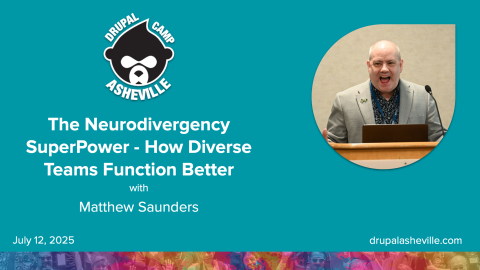 The Neurodivergency SuperPower - How Diverse Teams Function Better session slide with Matthew Saunders' headshot