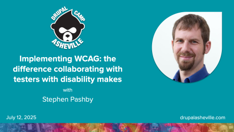 Implementing WCAG: the difference collaborating with testers with disability makes session slide with Stephen Pashby's headshot
