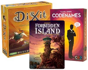 boardgames: dixit, codenames, forbidden island