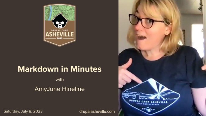 Markdown in Minutes with AmyJune Hineline session slide