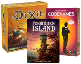 Boardgames: Dixit, Codenames, Forbidden Island