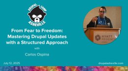 From Fear to Freedom: Mastering Drupal Updates with a Structured Approach session slide with Carlos Ospina's headshot